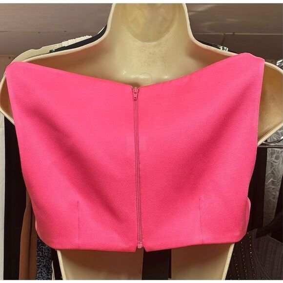 Alex Perry Exclusive Delyth Shiny Satin Crepe Cropped Top in Pink NWT Size 8 - Picture 6 of 10